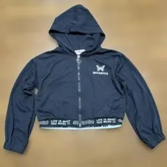 RICCARICCA ジップアップクロップド丈パーカー ブラック