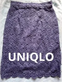 ユニクロの花刺繍レースワンピース膝丈