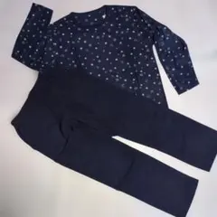 ネイビー 星と月プリント ルームウェア上下セットA-1