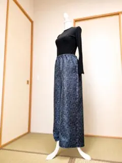 1982 着物リメイク☆大島紬ガウチョパンツ＆ストール - メルカリ