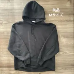 美品 GU フード付き 裏起毛 黒 オーバーサイズ パーカー Mサイズ