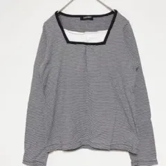 イーストボーイ（M）スクエアネック　ボーダー柄　ロングTシャツ/綿100％