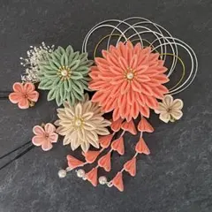 つまみ細工　髪飾り　✴︎彩花✴︎ 成人式卒業式七五三　No.438再販1 つまみ細工 髪飾り ✴︎彩花✴︎ 成人式卒業式七五三 No.438再販3