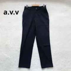 a.v.v スラックスパンツ クロップド丈 ストレッチ L ブラック オフィスのサムネイル