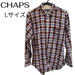 CHAPS 長袖チェックシャツ ブラウン Lサイズのサムネイル