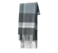 今季　無印良品　ふっくらウール　大判ストール　チェックマフラー　チャコールグレー