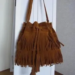 フリンジ バッグ【ブラウン】 スエード ショルダー バッグ