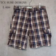 T&C Surf Designs チェック柄 カーゴ L 綿100 ハーフパンツのサムネイル