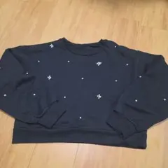 GRL パール付きニット ブラック 長袖　ショート丈　トップス