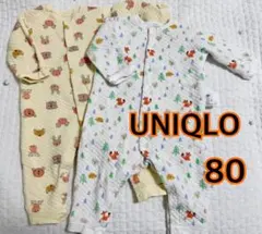 UNIQLO 動物柄キルティングロンパース 80