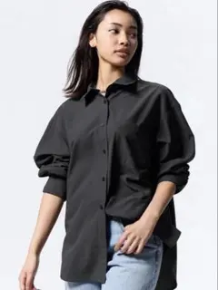【新品タグあり】GU オーバーサイズシャツ UVカット機能付き