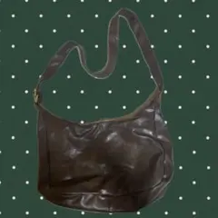 ダークブラウン レザー ショルダーバッグ