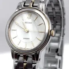 稼働品 新品電池 セイコー ルーセント コンビ ラウンド クォーツ レディース