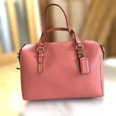 ［かなり美品］コーチ　　ショルダー・ハンドバッグ　ミニボストン　サーモンピンク