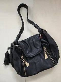 美品SEE BY CHLOE タッセルショルダーバッグ ブラック レザーのサムネイル