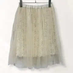 リッチミー フレアスカートチュール 花柄レース ウエストゴム 可愛い《e640のサムネイル