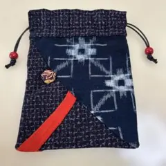 絣の巾着袋 パッチワーク