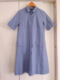 COS くすみブルー　半袖シャツワンピース