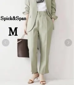 【美品】スピックアンドスパン リネンライクタックテーパードパンツ 麻 Mサイズ
