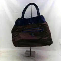 ♡ラシットナイロン×レザー 2WAYトートバッグ ネイビー系 レディース