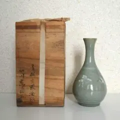 朝鮮美術 青磁耳付花瓶 共箱 高さ21.5cm 古美術 - メルカリ
