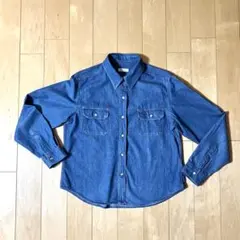 デニムシャツ　ブルー　長袖　Lサイズ