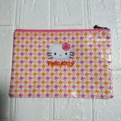 Hello Kitty 千鳥格子柄 フラットポーチレトロ