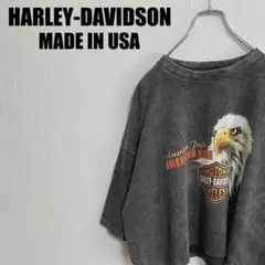 USA製ハーレーダビッドソン短丈TシャツXXLクロップド米国製00sフェード黒のサムネイル