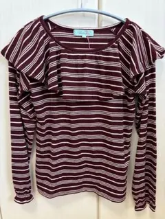 Lindsay Lサイズ 160バーガンディストライプ長袖カットソー