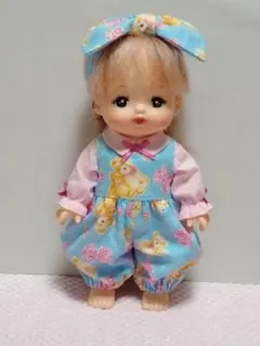 680番　メルちゃん服ソランちゃん服　カボチャオールインワン　ブラウス　ターバン