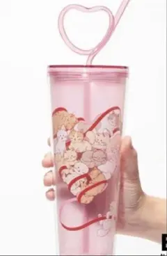 Starbucks タンブラー　バレンタイン2025 猫　ハートストロー