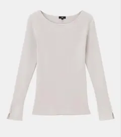 PLST☆プラステ　パールビーズリブニットプルオーバー　グレー