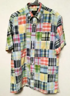 Brooks Brothers 346 マルチカラー チェック柄半袖シャツ M