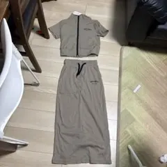 Miu miu スタイル ZARAような生地ロングスカートセットアップ普段日本M