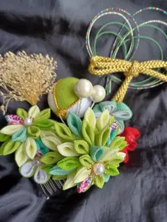 和装髪飾りセット 花モチーフ　成人式　卒業式　ちりめん　アレンジ自由　前撮り