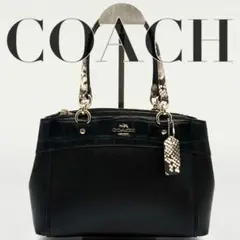 美品 COACH 2way キャリーオール ショルダーバッグ パイソン柄 型押し