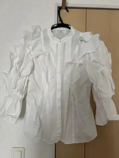 SNIDEL フリル付きホワイトシャツ