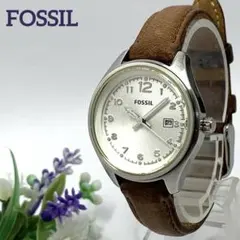 【電池交換済】691 FOSSIL フォッシル クォーツ腕時計 シルバー デイトのサムネイル