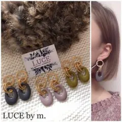 267 くすみカラー ゴールド フープ リング ピアス イヤリング