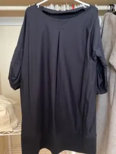 mittente黒 七分袖 カットソーワンピース
