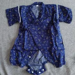 【80cm】ベビー甚平 ネイビー トンボ模様