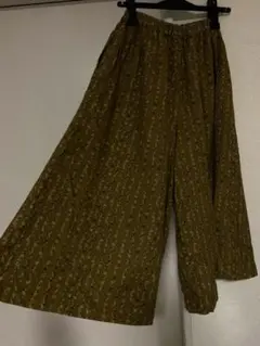 サマンサモスモス　ワイドパンツ　花柄　ブラウン　綿100% F