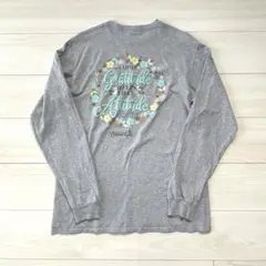 DELTA 長袖Tシャツ　グレー　M ロンT 花　フラワー　古着