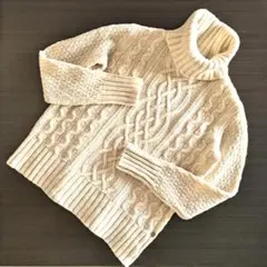 エディバウアー ウール混 ケーブル編み タートルネック アイボリー XL