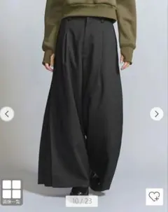 BEAUTY＆YOUTH ポリエステル サイドプリーツワイドパンツ