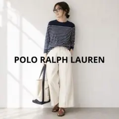 POLO ラルフローレン 長袖Tシャツ カットソー ボーダー 赤ポニー ネイビーのサムネイル