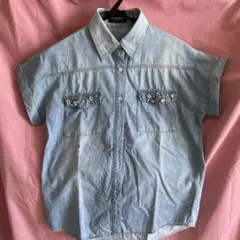 INGNI ライトブルーデニム ビジュー付き Mサイズ