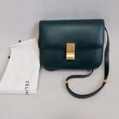 未使用級】セリーヌ クラシックボックス ミディアム グリーン CELINE 