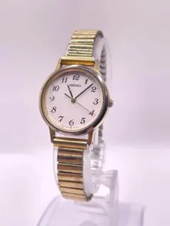 【新品電池】SEIKO レディース 腕時計 ゴールド 小ぶり 白文字盤 稼働