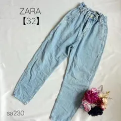 ザラ　ZARA デニムパンツ ハイウエスト テーパード　ゴム　【32】XSのサムネイル
